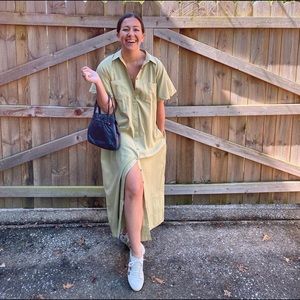 Green Button-Up Maxi Dress